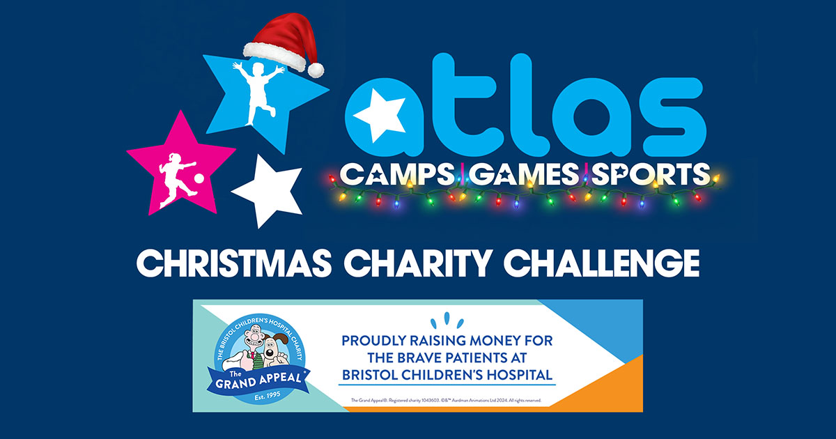 Children and coaches taking part in a festive Atlas Camps charity challenge.