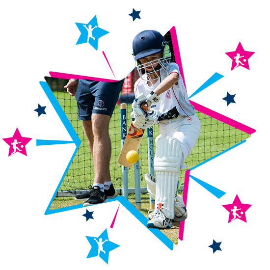 Fun cricket match play for kids at holiday camp